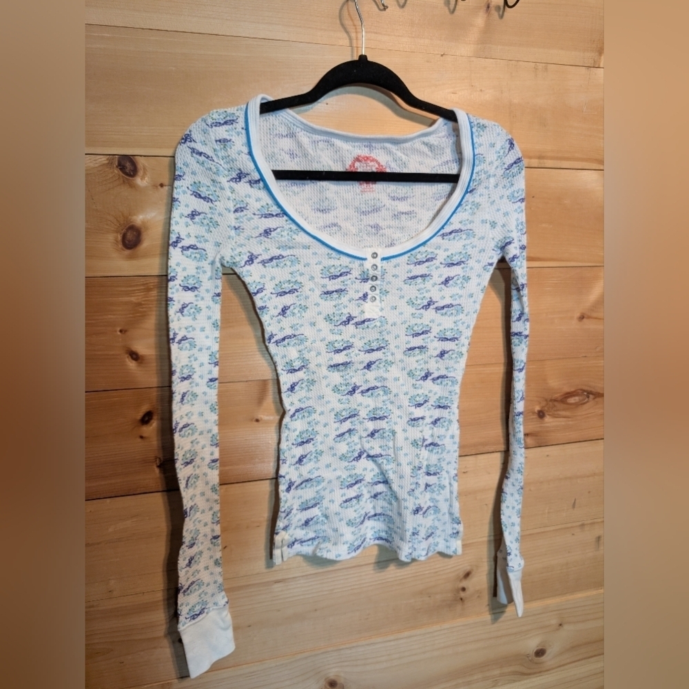 Free People Multicolor Thermal Long Sleeve Top